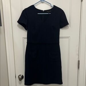 Banana Republic Black Short-Sleeve V-Neck Mini Dress